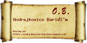 Ondrejkovics Barlám névjegykártya